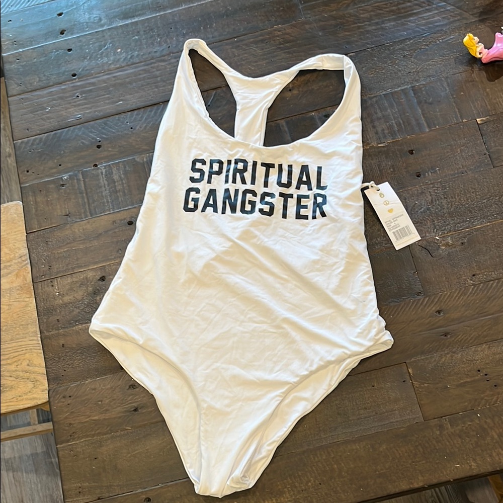 Spiritual Gangster White One Piece Racerback Swimsuit